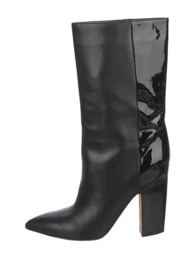 Pre-owned Valentino Garavani Leather Leather Trim Embellishment Boots In Black