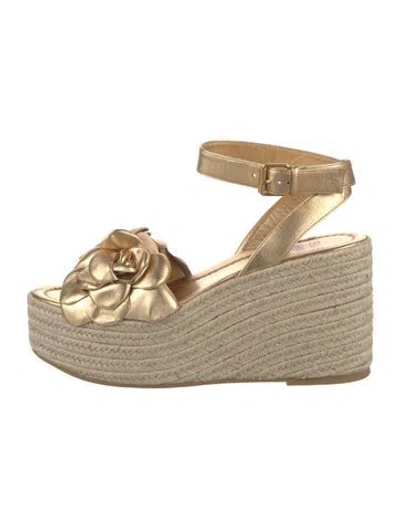 Pre-owned Valentino Garavani Leather Leather Trim Embellishment Espadrilles