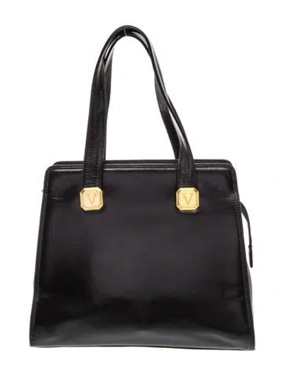 Pre-owned Valentino Garavani Leather Les Sacs Vintage In Black