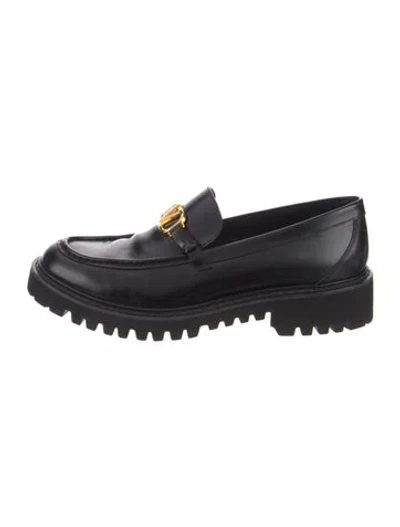 Pre-owned Valentino Garavani Leather Loafers In Black