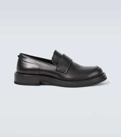 Valentino Garavani Logo-debossed Leather Loafers In Black