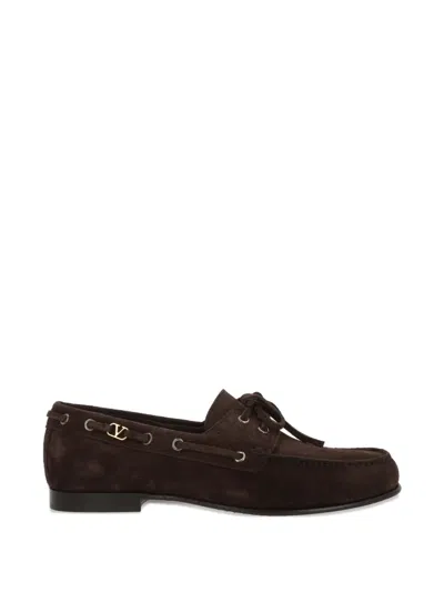 Valentino Garavani Valentino Square Toe Slip-on Loafers In Brown