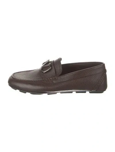 Pre-owned Valentino Garavani Leather Loafers In Brown