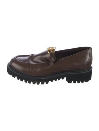 Pre-owned Valentino Garavani Leather Loafers In Brown