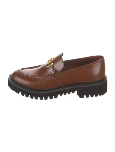 Pre-owned Valentino Garavani Leather Loafers In Brown