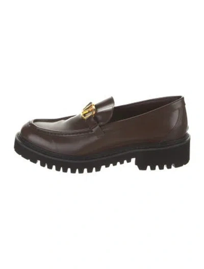 Pre-owned Valentino Garavani Leather Loafers In Brown