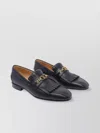 Valentino Leather Loafers Fringed Gold Hardware