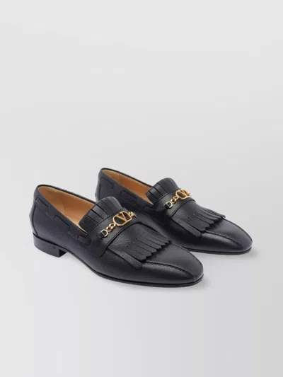 Valentino Garavani Leather Loafers Fringed Gold Hardware