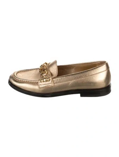 Pre-owned Valentino Garavani Leather Loafers In Gold