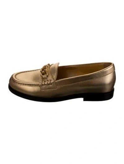 Pre-owned Valentino Garavani Leather Loafers In Gold