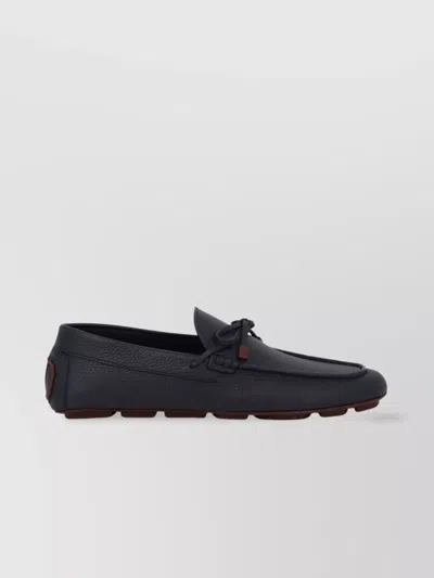 Valentino Garavani Leather Loafers With Bow Detailing And Rubber Sole In Blue