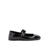 Valentino Garavani Vlogo Locker Mary-jane Ballerina In Eel With Flower Application Woman Black 37.5 In Black