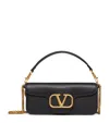 Valentino Locò Vlogo Leather Shoulder Bag In Black