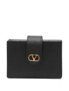 Valentino Garavani Vlogo Signature Leather Card Case In Black
