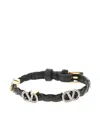 Valentino Leather Logo-details Bracelet In Black