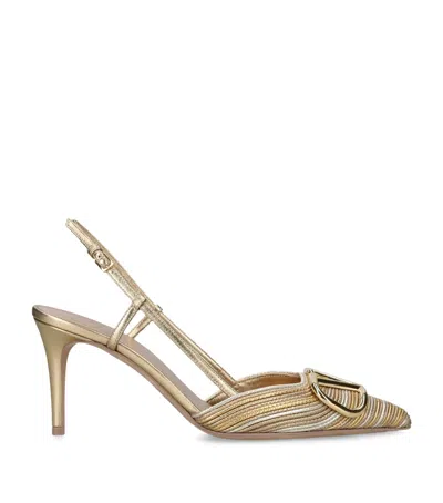 Valentino Garavani Leather Logo Slingback Pumps 80 In Multi