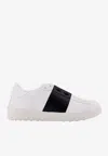 Valentino Blue Calf Leather Bos Taurus Low Top Sneakers In White