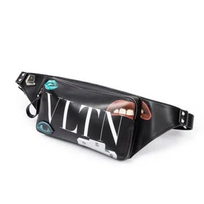 Pre-owned Valentino Garavani Leather Ltd. Ed. X Emilio Villalba Vltn Belt Bag In Black