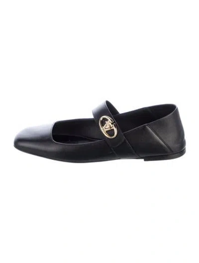 Pre-owned Valentino Garavani Leather Mary Jane Flats In Black