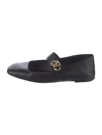 Pre-owned Valentino Garavani Leather Mary Jane Flats In Black