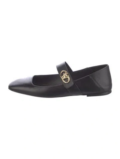 Pre-owned Valentino Garavani Leather Mary Jane Flats In Black