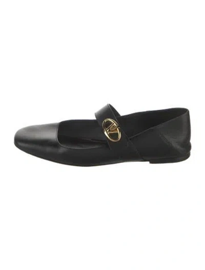 Pre-owned Valentino Garavani Leather Mary Jane Flats In Black
