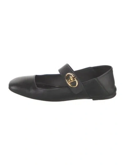 Pre-owned Valentino Garavani Leather Mary Jane Flats In Black