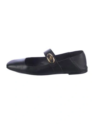 Pre-owned Valentino Garavani Leather Mary Jane Flats In Blue
