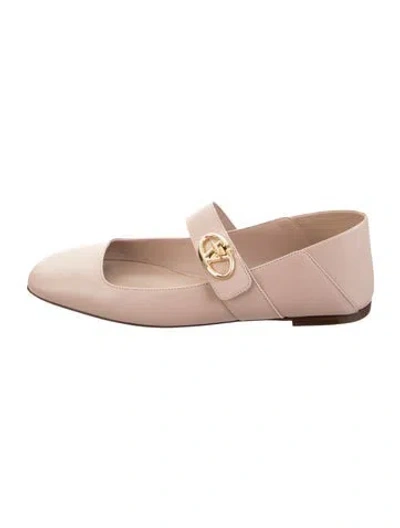Pre-owned Valentino Garavani Leather Mary Jane Flats In Neutrals
