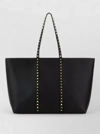 Valentino Garavani Leather Medium Rockstud Shopping Tote Bag In Red
