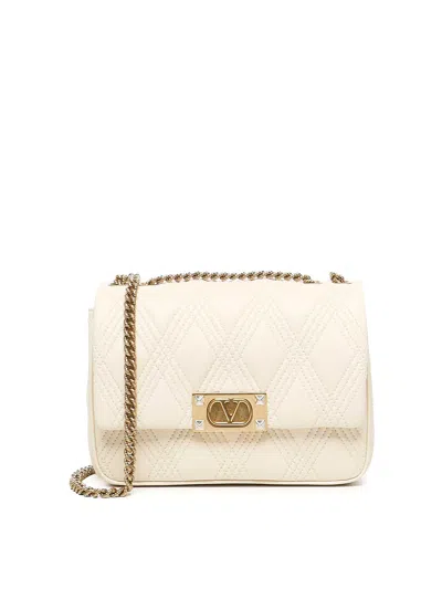 Valentino Garavani Leather Medium Shoulder Bag In White