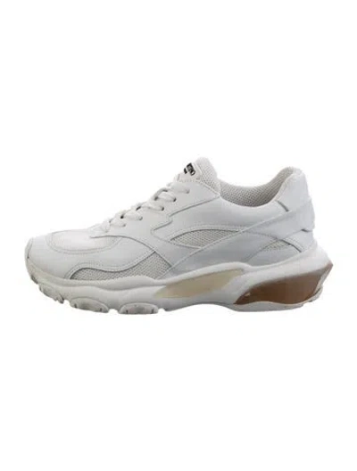 Pre-owned Valentino Garavani Leather Mesh Accents Sneakers In White