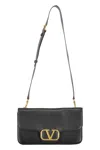 Valentino Leather Messenger Bag In Black