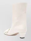 Valentino Leather Mid-calf Boots Featuring Bow Detail In White