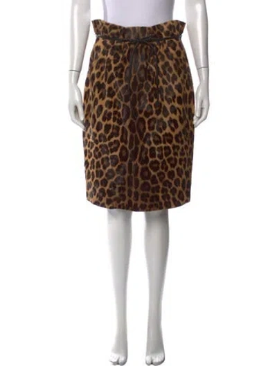 Pre-owned Valentino Leather Midi Length Skirt In Multicolor