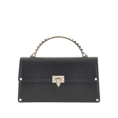 Valentino Garavani Leather Mini Bag With Rockstud Details In Black