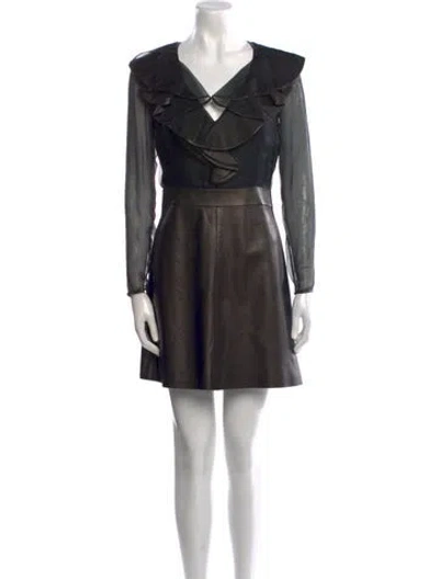 Pre-owned Valentino Leather Mini Dress In Black