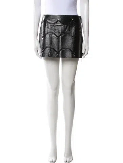 Pre-owned Valentino Leather Mini Skirt In Black