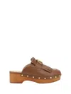 Valentino Leather Mules In Brown