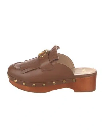 Pre-owned Valentino Garavani Leather Mules In Brown