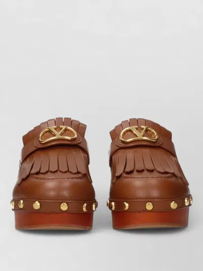 Valentino Garavani Leather Mules In Brown