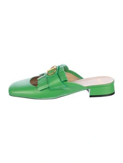 Pre-owned Valentino Garavani Leather Mules In Green