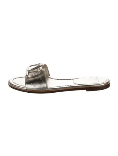 Pre-owned Valentino Garavani Leather Mules In Silver