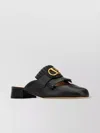 Valentino Leather Mules Vlogo Block Heel Buckle Fringed