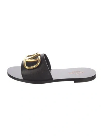 Pre-owned Valentino Garavani Leather Mules W/ Tags In Black