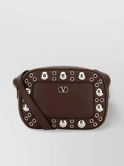 Valentino Garavani Leather Nellcã´te Shoulder Bag With Adjustable Strap In Brown