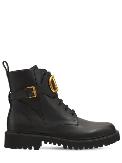 Valentino Garavani Leather Non-slip Boot In Black