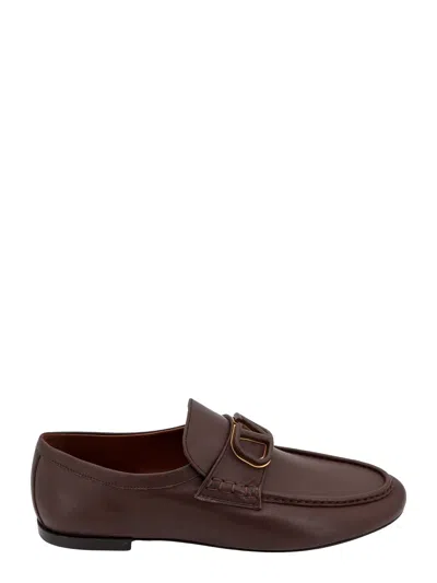Valentino Garavani Leather Oafer With Vlogo Signature Detail In Brown