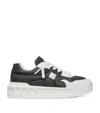 Valentino One Stud Xl Low-top Sneaker In Nappa Leather And Jacquard Toile Iconographe Technical Fabric In White