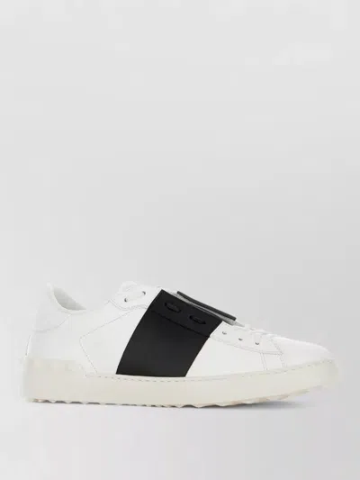 VALENTINO GARAVANI LEATHER OPEN SNEAKERS CONTRASTING PANEL STUDS